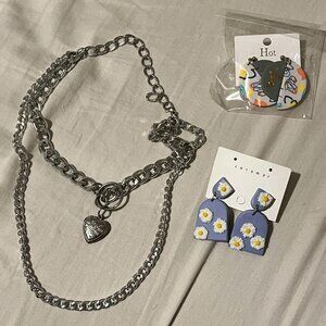 1 necklace and 2 new earrings